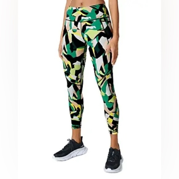 Sweaty Betty Pants - Sweaty Betty Power 7/8 Workout Leggings Green Camo Figure Casual Women’s 8-10